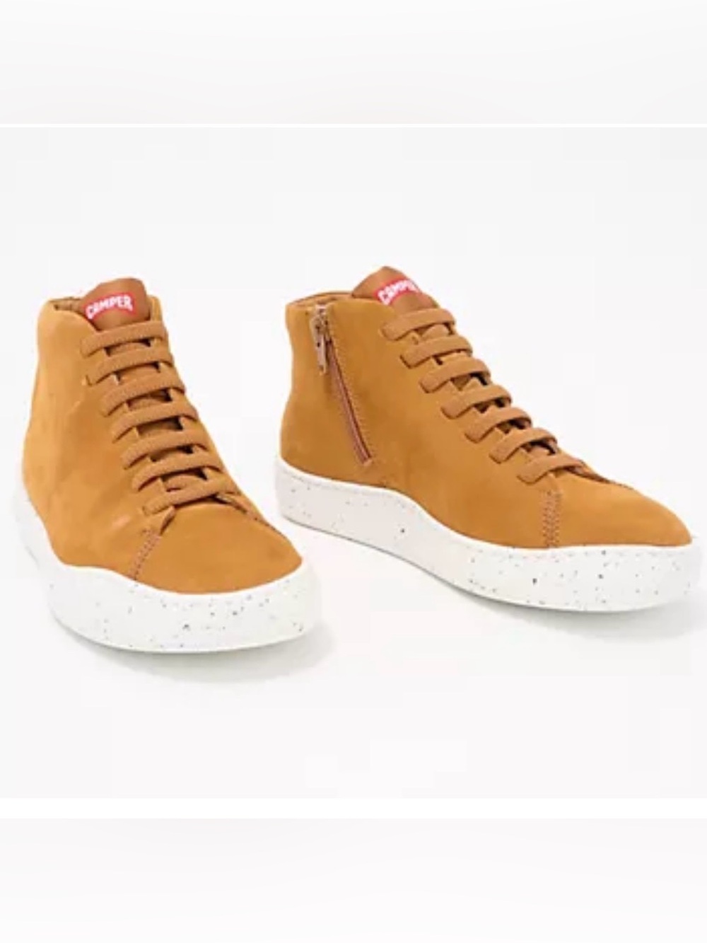 Camper womens Mid-Top Sneakers in Tan with Speckled White Sole